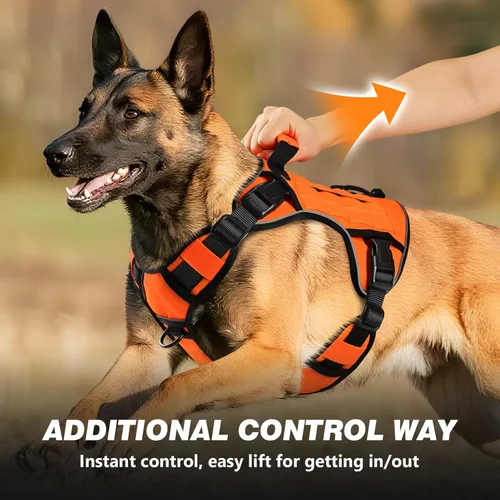 Miniatura 2 de WINGOIN - Arnés táctico para perros grandes, ajustable, reflectante, K9, para perros pequeños, arnés de servicio, con asa para caminar, senderismo