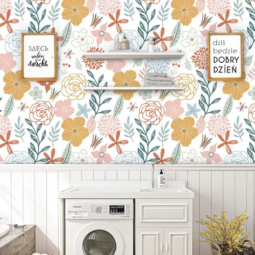 Miniatura 8 de WENMER Papel tapiz floral para despegar y pegar de 17.71 x 118 pulgadas, papel tapiz floral bohemio, papel de contacto floral rosa, autoadhesivo