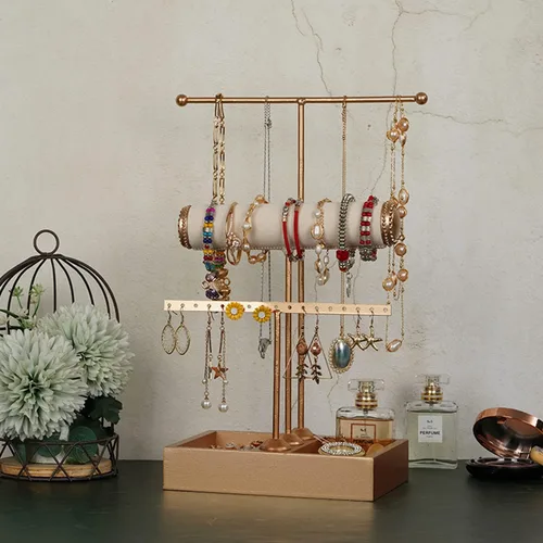Miniatura 6 de Organizador de joyas de 3 niveles para colgar, organizador de joyas para aretes, collares, pulseras, anillos, perfumes, caja organizadora