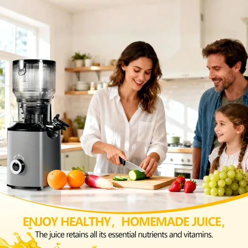 Miniatura 6 de Exprimidor de prensa en frío con conducto de alimentación extra ancho de 5.8 pulgadas, máquina exprimidora de masticación lenta para frutas