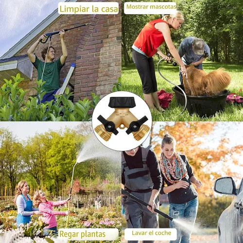 Miniatura 7 de Biswing Divisor de Manguera de Jardín de 2 Vías, Conector de Grifo de Latón Resistente Divisor, Divisor en Y 2 Válvulas con 2 Arandelas de Goma