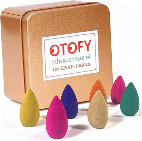 OTOFY 70 conos de incienso de reflujo – cascada de jazmín, osmanthus, lavanda, té verde, rosa, sándalo mezclado natural en barra para fuente de