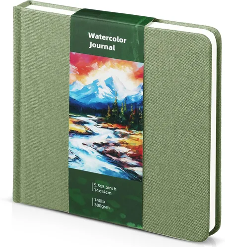 Miniatura 12 de Dispowreath Cuaderno de bocetos de acuarela de 5.5 x 5.5 pulgadas, cuaderno cuadrado de acuarela, prensa en frío, papel de algodón de 140 libras