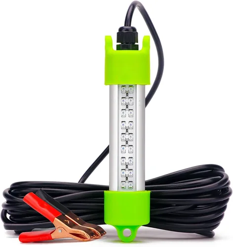 LOSTCAT 18W 45W DC 12V Luz LED verde IP68 impermeable de aluminio súper brillante para cebo de pesca submarina en muelle, luz de pesca subacuática