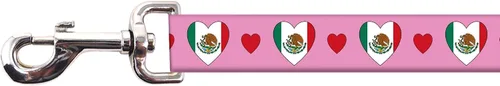 Miniatura 3 de Correa para perro de México I Love Mexico Gancho de metal resistente Azul Bandera de México 6 pies o 4 pies Fabricado en Nueva Jersey