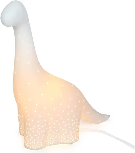 Miniatura 2 de Simple Designs LT2093-WHT Lámpara de mesa de dinosaurio brontosaurio de porcelana, color blanco