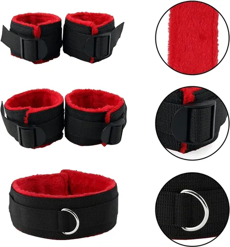 Miniatura 6 de Correas de cama Sex King Kit de sujeción ajustable para muñeca y tobillo, cuerda de servidumbre y lazos sexuales para tobillos y muñecas, bandas