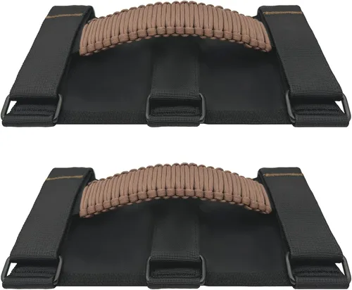 Miniatura 17 de Asas de Agarre para Jeep, Paquete de 4, Asas de Agarre de Barra Enrollable de Paracord para Jeep Wrangler para JK TJ JL CJ YJ JKU JLU y Gladiator