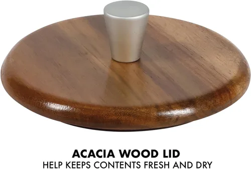 Miniatura 6 de Babish Bodega de sal de gres con tapa de madera - 4" X 3.5