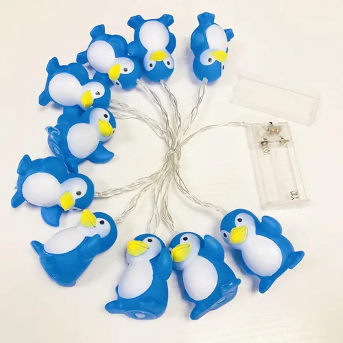 Miniatura 2 de Guirnalda de luces con forma de pingüino con forma de animal, funciona con pilas, luz nocturna de pingüino para decoración del hogar, fiesta, niños