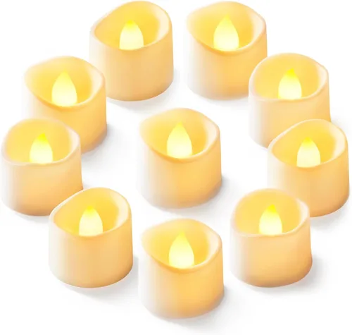 Homemory - 12 velas de té LED, sin llama, a pilas, duran más de 200 horas, falsas, eléctricas, ideales como vela votiva, para aniversarios, centros
