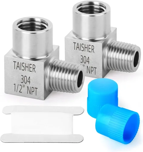 Miniatura 28 de TAISHER 2 piezas de acero inoxidable 304 cuadrado codo Barstock Street de 90 grados, tubo hembra NPT de 1/8 pulgadas a tubo hembra NPT de 1/8