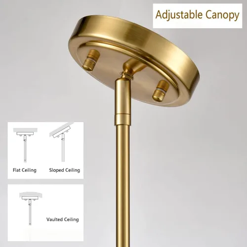 Miniatura 6 de HOLKIRT Modernas lámparas colgantes doradas, luces colgantes de isla de cocina, luces colgantes para dormitorio, comedor, baño con cúpula de cristal