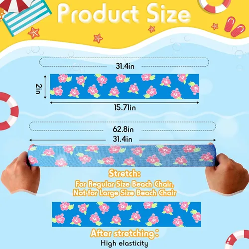 Miniatura 2 de Boao 4 Piezas Bandas de Toalla Grandes para Sillas de Playa 15.75" x 1.97" Bandas de Toalla para Sillas de Crucero Clips Elásticos a Prueba