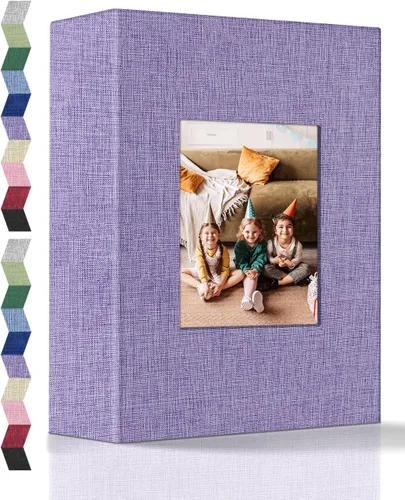 Álbum de fotos popotop 4x6 - 100 fotos, libros de fotos con 100 bolsillos verticales, álbumes con cubierta de lino para fotos familiares, de boda,