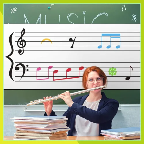 Miniatura 7 de Teling 9 piezas de 45.5 x 17 pulgadas, borrado en seco, hoja magnética para profesores, músicos, estudiantes, personal musical, 6 marcadores, 2