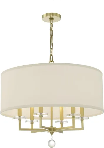 Miniatura 2 de Crystorama Paxton - Candelabro de latón envejecido con 6 luces, lámpara de techo para pasillo, sala de estar, vestíbulo, casa de campo, lámpara