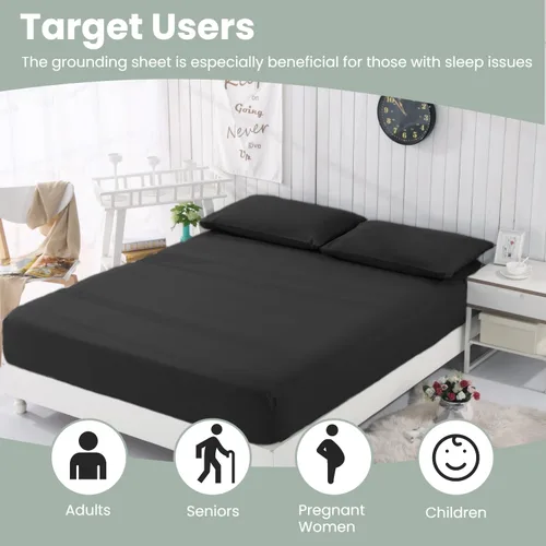 Miniatura 6 de Grounding Sheets - Sábanas de 15 pulgadas de profundidad, sábana bajera ajustable tamaño individual con cordón de tierra, 90% algodón orgánico + 10%