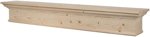 Miniatura 4 de MANTELSDIRECT Estante flotante de madera para chimenea de 60 pulgadas sin terminar, Bellamy de Mantels Direct, estante de pared rústico de madera