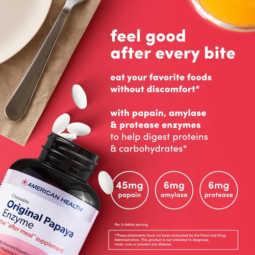Miniatura 5 de American Health Enzima de papaya original masticable 250 Chwbls