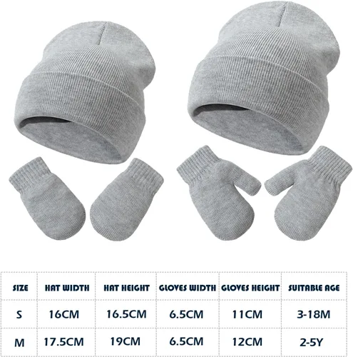 Miniatura 5 de Conjunto de sombreros y mitones para bebé, gorro de hospital, guantes para recién nacidos, para bebés, niños y niñas