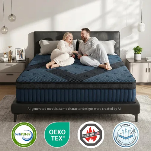 Miniatura 7 de inight Colchón híbrido tamaño Queen de 10 pulgadas, soporte firme medio para peso promedio (130-230 libras), espuma Nebulign de apoyo y bobinas