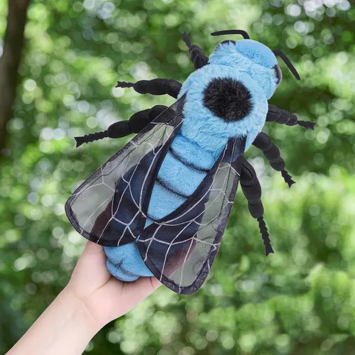 Miniatura 4 de FRANKIEZHOU Animal de peluche de abeja de simulación de 10 pulgadas, juguete de peluche de abejas azules, juguete suave para niños, decoración