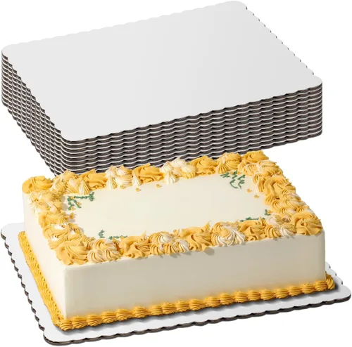 Miniatura 9 de Fit Meal Prep [Paquete de 20] Tableros para Pasteles Rectangulares de Cartón Dorado de 14x10 pulgadas, Cuarto de Hoja Desechables, Pizza, Postres