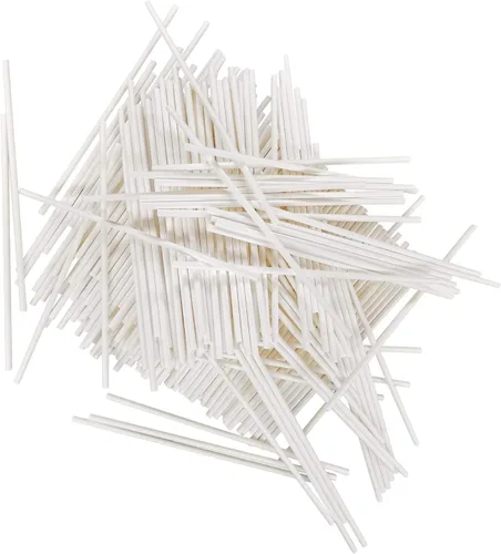 Miniatura 10 de 100 unidades de palos de piruleta de papel blanco de 6 pulgadas, palos para pastel de piruleta, palos de chupete para galletas, caramelo arcoíris