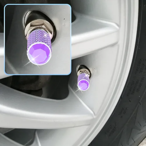 Miniatura 6 de 4 piezas de tapas de vástago de válvula de neumático de coche, tapa de aire de neumático brillante para coche, cubiertas de vástago universales