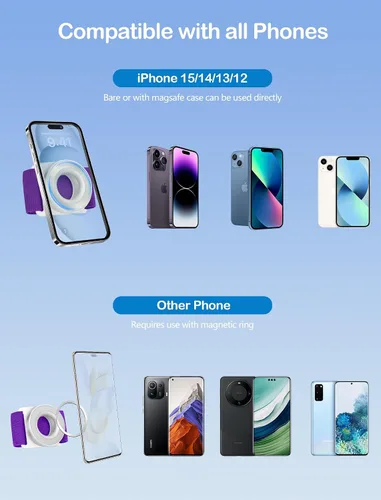 Miniatura 2 de Soporte de teléfono para correr para iPhone [giratorio de 360° y anticaída mejorado] Soporte magnético para teléfono celular, brazalete compatible