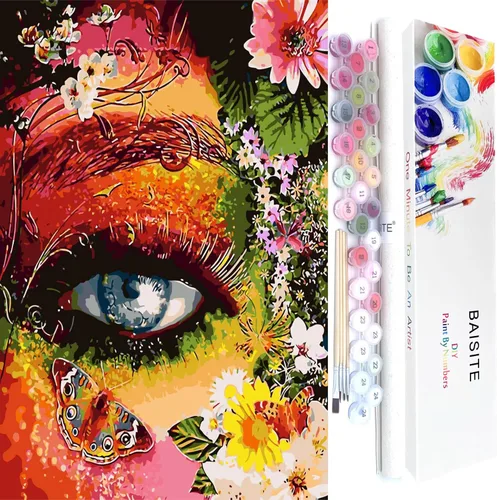 BAISITE Kit de pintura por números para adultos principiantes, lienzo de 16" de ancho x 20" de largo para kits de pintura para adultos en caja