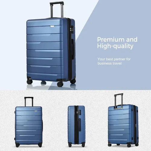 Miniatura 2 de Merax 3 piezas expandible Abs Hardshell Equipaje Sets con rueda giratoria Maleta TSA Lock Suit Case, marino, Merax 3 unids expandible Abs Hardshell