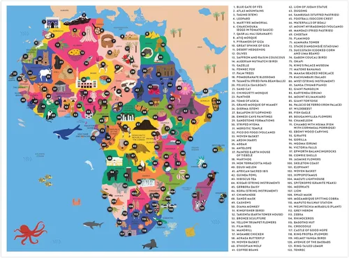 Miniatura 2 de Mudpuppy Mapa de África - Rompecabezas de geografía de 70 piezas con piezas en forma de país y paisajes icónicos, artículos culturales y más