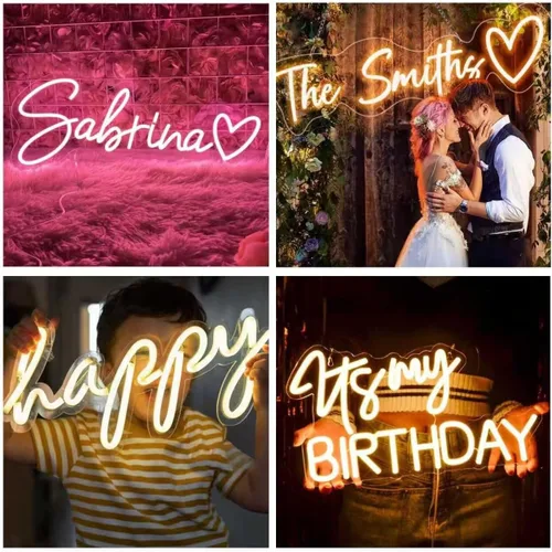 Miniatura 5 de Letrero de neón personalizado Letreros de neón personalizados para fiestas de boda, decoración de pared de negocios, letreros de neón