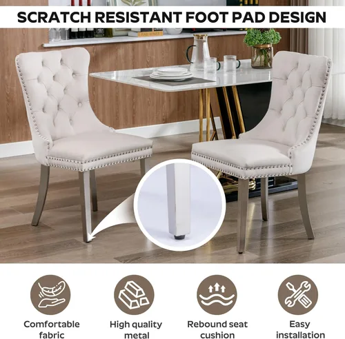 Miniatura 4 de Juego de mesa de comedor de 5 piezas con 4 sillas, mesa de comedor rectangular de madera de 71 pulgadas con sillas de comedor de terciopelo, tablero