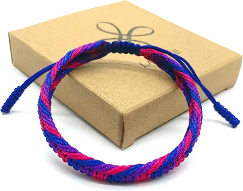 Miniatura 9 de LAMIBEE Pulsera tibetana con diseño de pansexualidad bisexual LGBT Proud Love Brazaletes de cuerda de amuleto y bohemio para mujeres y hombres