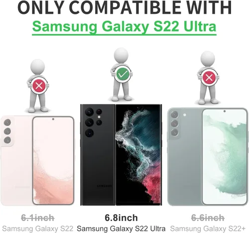 Miniatura 7 de Funda compatible con Samsung Galaxy S22 Ultra con soporte de anillo atril [con magnético] TPU suave a prueba de golpes electrochapado funda Negro