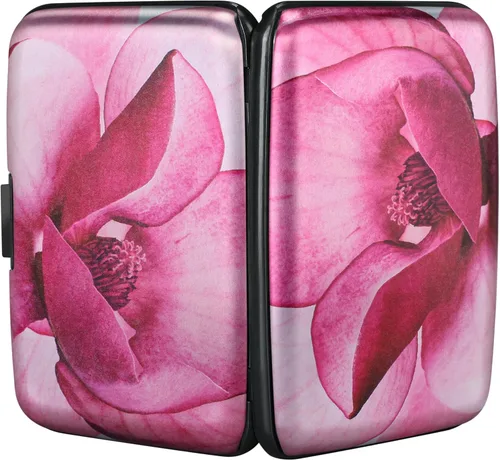 Miniatura 87 de ELFISH Mini cartera de aluminio RFID para tarjetas de crédito, funda de identificación de metal para hombres y mujeres, Happy Flower, Cartera Rfid