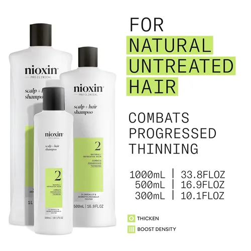 Miniatura 3 de Nioxin System 2 Scalp + Hair Thickening Shampoo for Natural Hair with Progressed Thinning Cleanse & Boost Hair Density with Niacinamide & Biotin