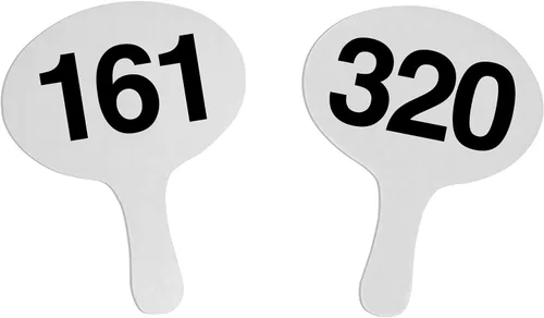 Miniatura 9 de 201-300, Cartonplast de 0.079 in, juego de paletas de subasta Better Bidders de forma ovalada, ventiladores de plástico blanco de 1 pieza (201-300)