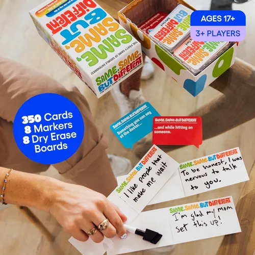 Miniatura 4 de Lo mismo pero diferente por relacionable, juegos para adultos para reuniones sociales de la noche de juegos, incluye 350 tarjetas, 8 marcadores