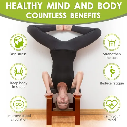 Miniatura 3 de BODY RHYTHM Banco de yoga para cabeza, silla de inversión para yoga, entrenador de cabeza para aliviar el estrés, mejorar el sueño y la digestión