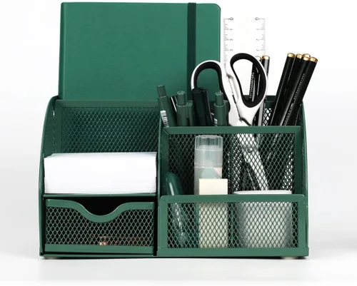 Miniatura 6 de Organizador de artículos de escritorio de malla metálica para oficina, soporte para lápices, brochas de maquillaje, organizador de cosméticos