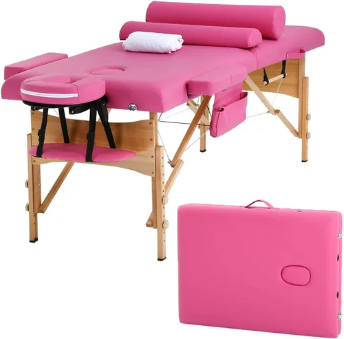 Miniatura 12 de BestMassage Cama de masaje portátil de 24 pulgadas de ancho, cama de pestañas de altura ajustable, 2 mesas de spa plegables con colgador de toallas