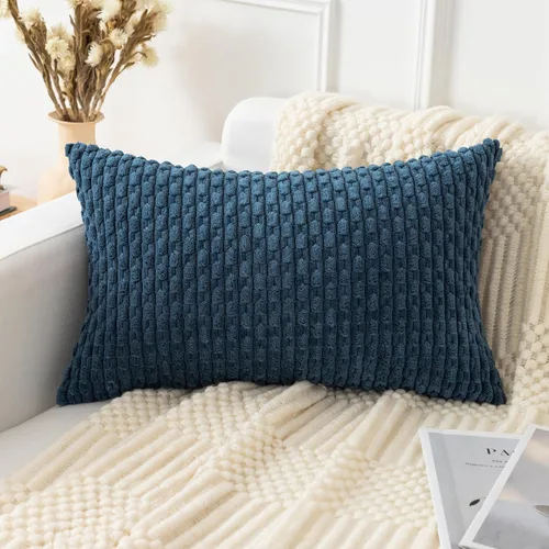 Miniatura 20 de UGASA - Funda de almohada decorativa de pana suave de otoño de 12 x 20 pulgadas, diseño bohemio a rayas, oblonga, para sofá, sala de estar, cama