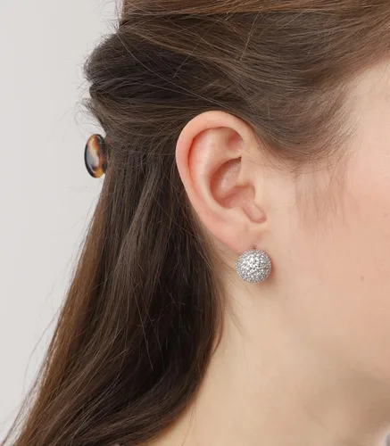 Miniatura 3 de Aretes de bola de discoteca 925 con poste de plata Stering chapados en oro de 18 quilates con circonita cúbica micro pavimenta delicados aretes