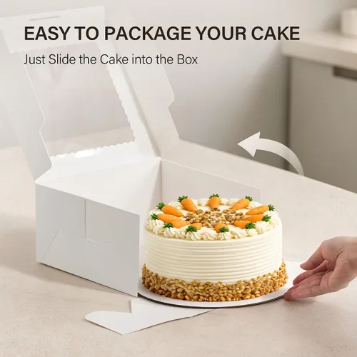 Miniatura 5 de Kootek 15 cajas para tartas, caja de pastel de 10 x 10 x 5 pulgadas con ventana, cajas blancas para hornear, cajas grandes para hornear, caja