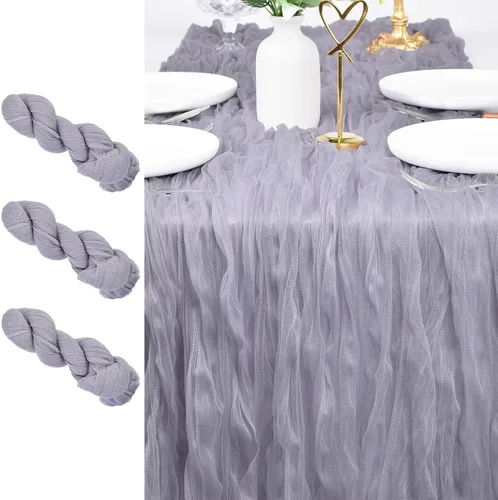 Miniatura 9 de Camino de mesa de estopilla para el día de San Valentín, 10 pies, estilo bohemio, gasa rústica, camino de mesa para baby shower, boda, fiesta