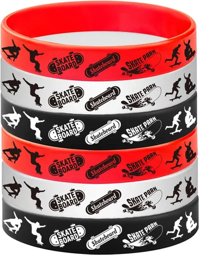 Miniatura 4 de 24 pulseras de goma para monopatín, pulseras de Slicone, suministros de fiesta deportiva, patineta, deportes extremos, cumpleaños, baby shower